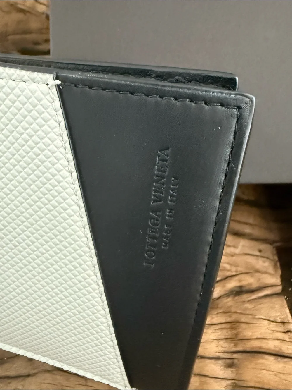 Bottega Veneta Two-Tone Bifold Wallet in White and Black